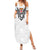 Custom Rugby Fiji Family Matching Summer Maxi Dress and Hawaiian Shirt Fijian Masi Tribal Sporty Style White Color - Polynesian Pride