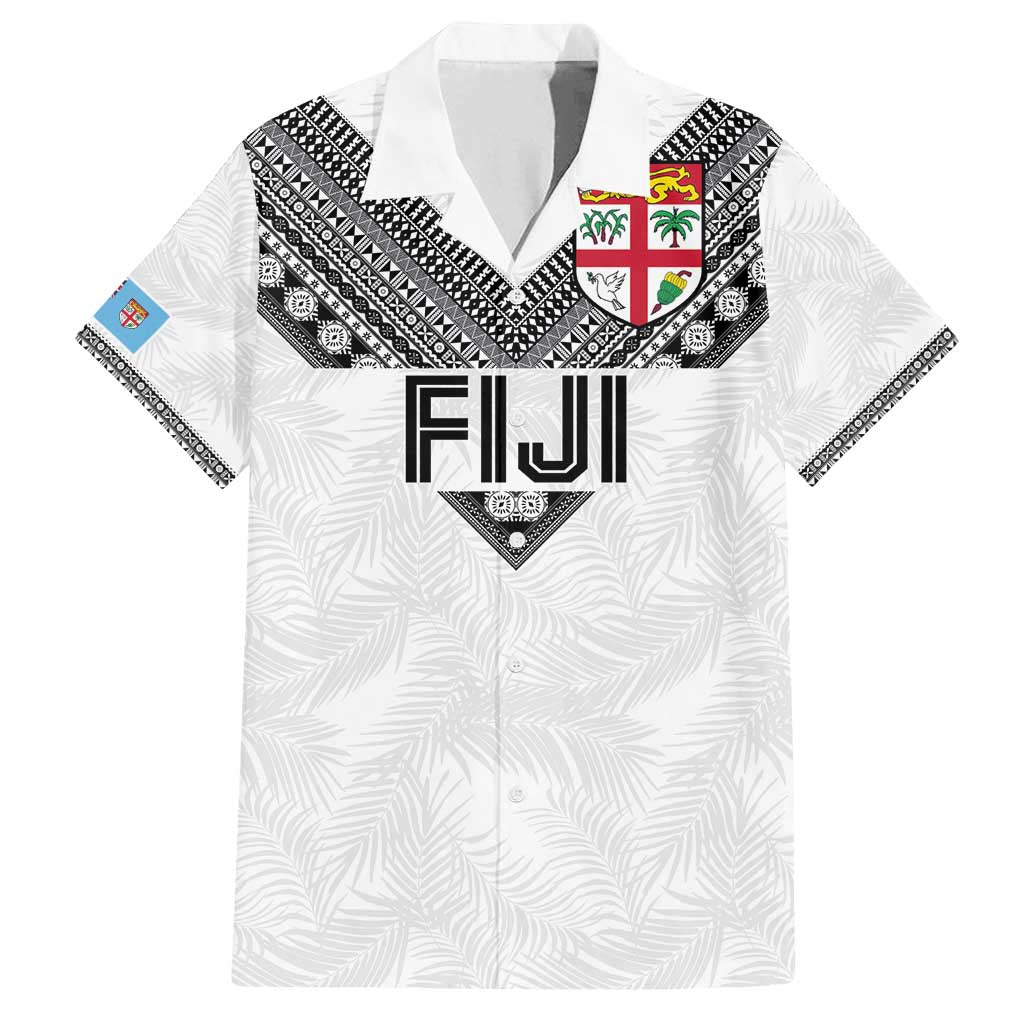 Custom Rugby Fiji Family Matching Tank Maxi Dress and Hawaiian Shirt Fijian Masi Tribal Sporty Style White Color - Polynesian Pride