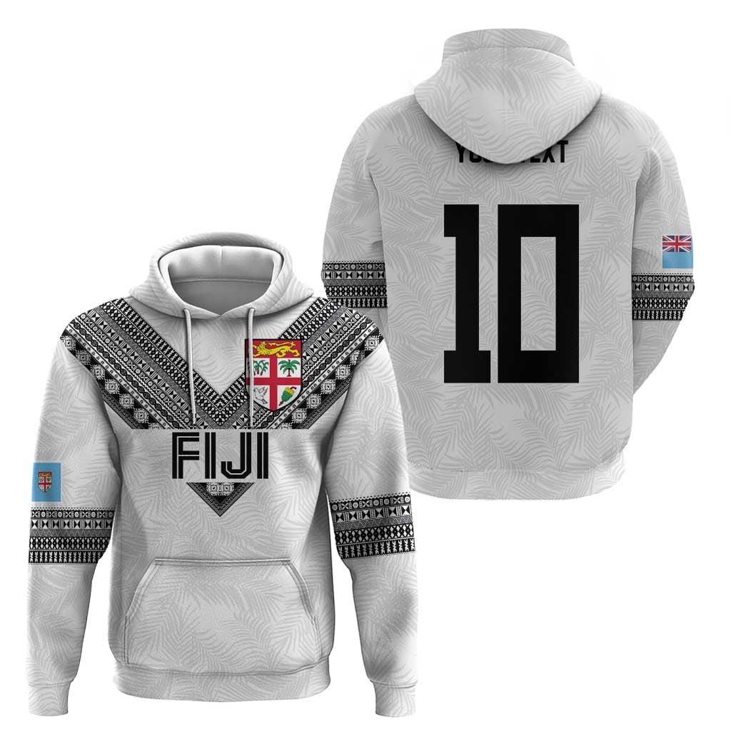 Custom Rugby Fiji Hoodie Fijian Masi Tribal Sporty Style White Color - Polynesian Pride