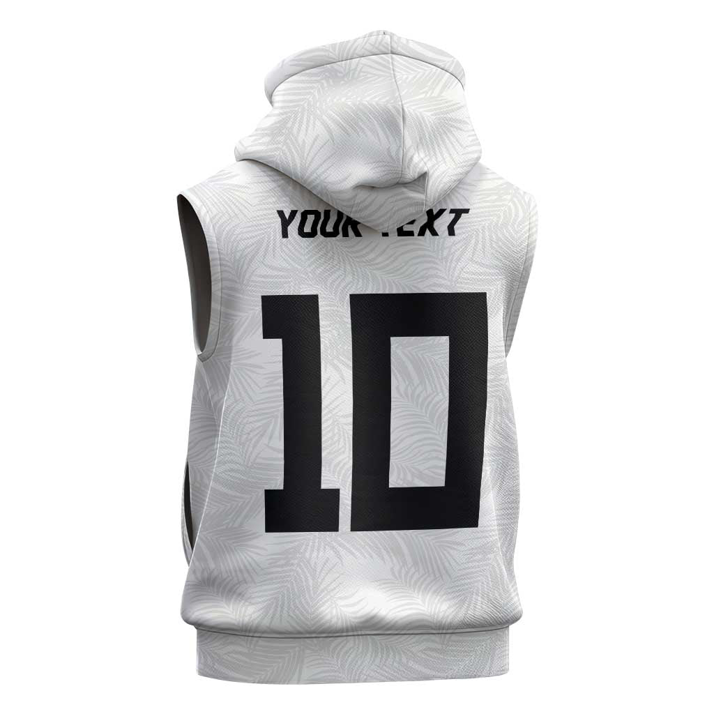 Custom Rugby Fiji Sleeveless Zip Hoodie Fijian Masi Tribal Sporty Style White Color - Polynesian Pride