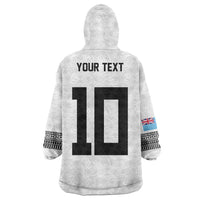 Custom Rugby Fiji Wearable Blanket Hoodie Fijian Masi Tribal Sporty Style White Color - Polynesian Pride