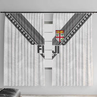 Rugby Fiji Window Curtain Fijian Masi Tribal Sporty Style White Color - Polynesian Pride