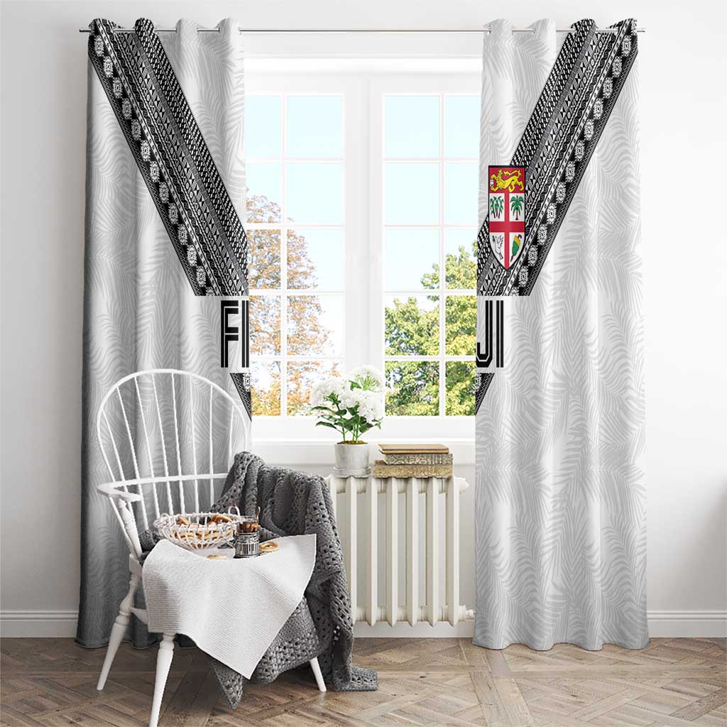 Rugby Fiji Window Curtain Fijian Masi Tribal Sporty Style White Color - Polynesian Pride