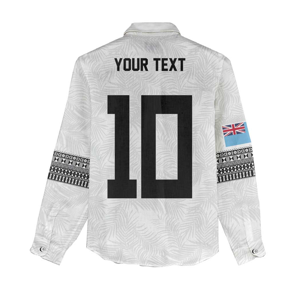 Custom Rugby Fiji Women Casual Shirt Fijian Masi Tribal Sporty Style White Color - Polynesian Pride