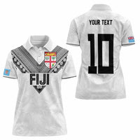 Custom Rugby Fiji Women Polo Shirt Fijian Masi Tribal Sporty Style White Color - Polynesian Pride