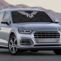 Rugby Fiji Auto Sun Shade Fijian Masi Tribal Sporty Style Black Color - Polynesian Pride