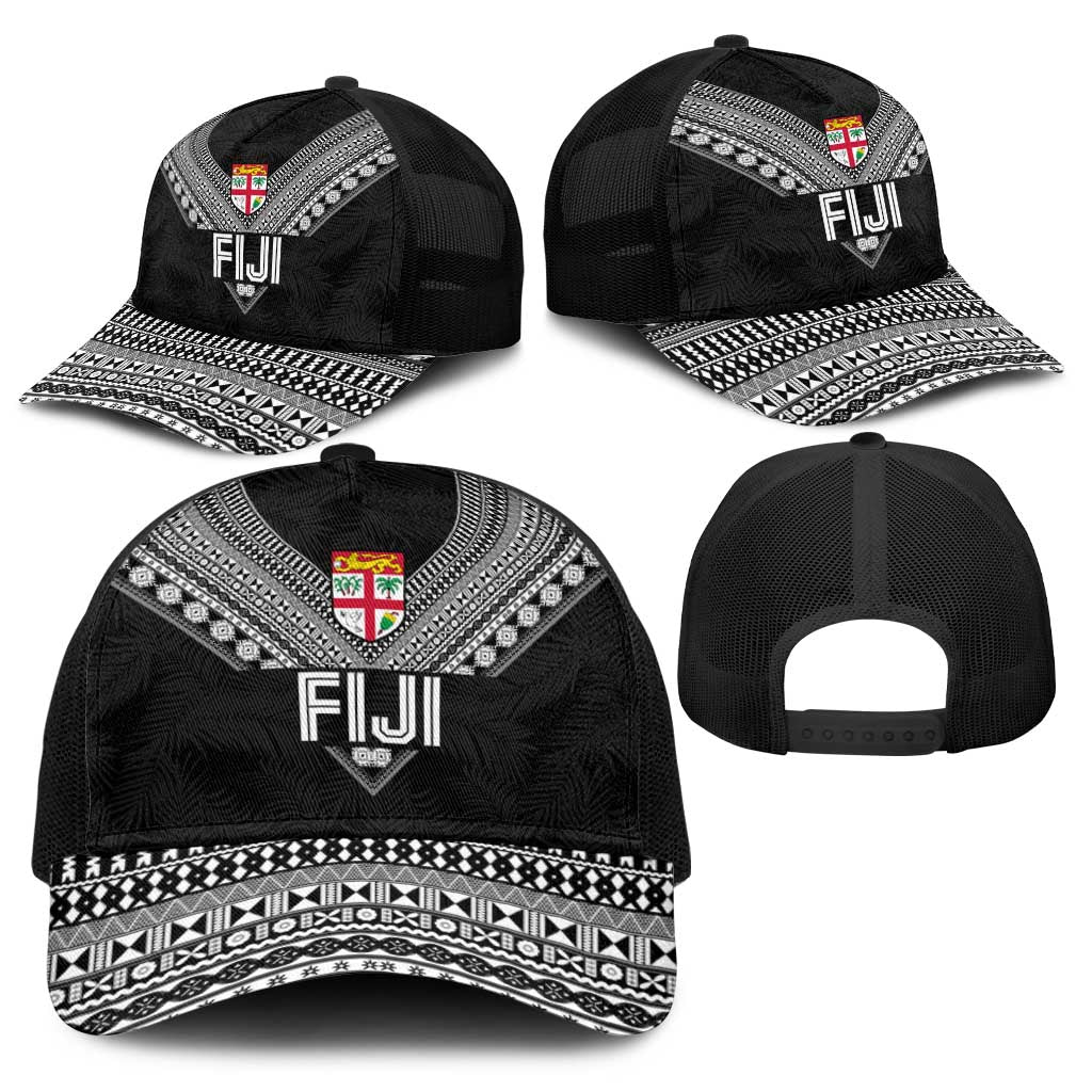 Rugby Fiji Baseball Net Cap Fijian Masi Tribal Sporty Style Black Color - Polynesian Pride