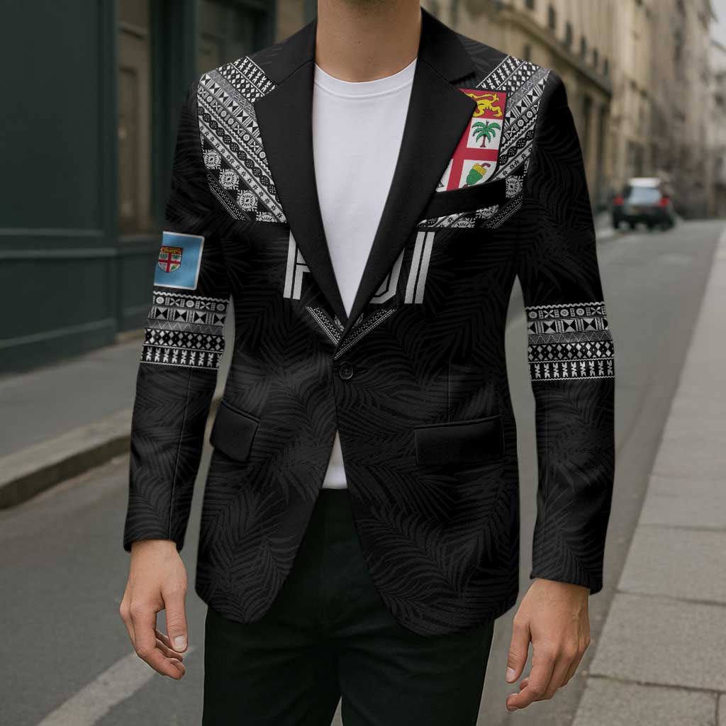 Custom Rugby Fiji Blazer Fijian Masi Tribal Sporty Style Black Color - Polynesian Pride