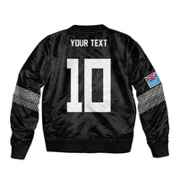Custom Rugby Fiji Bomber Jacket Fijian Masi Tribal Sporty Style Black Color - Polynesian Pride
