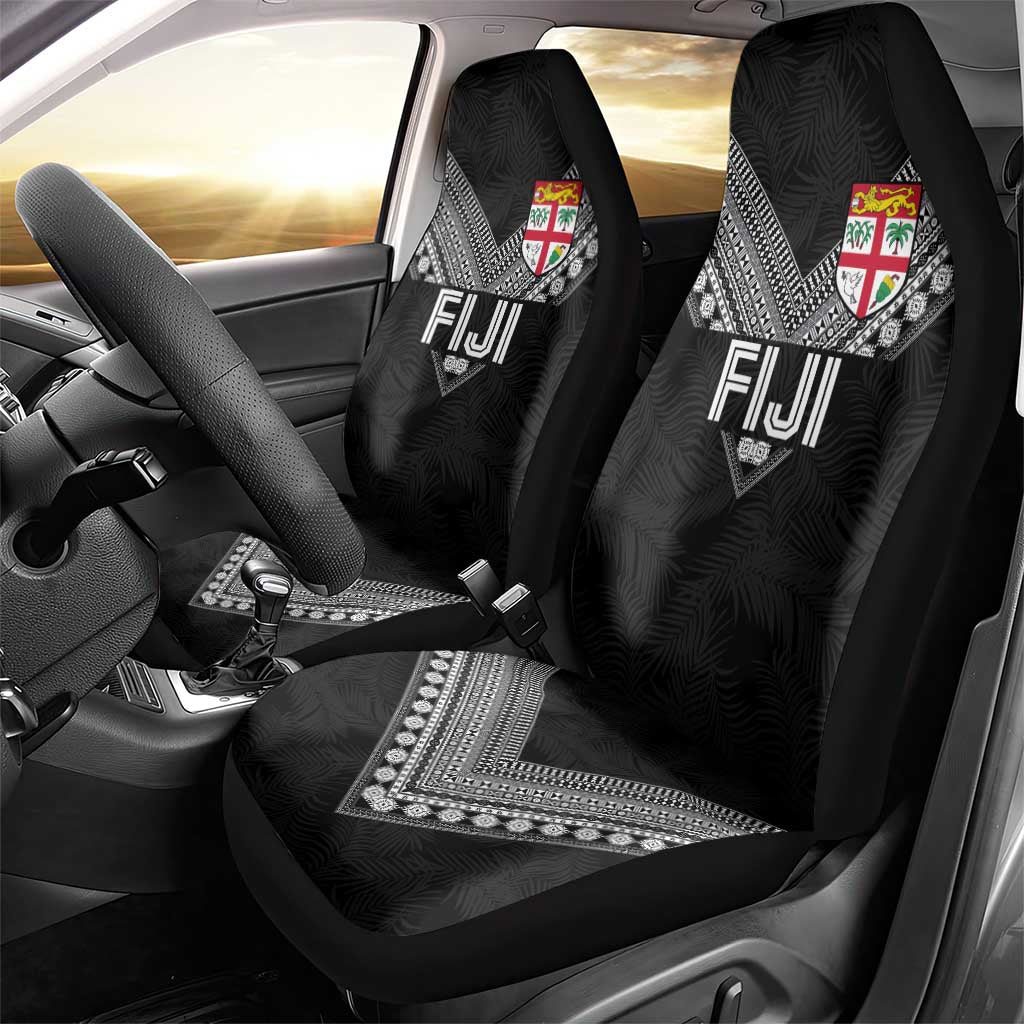 Rugby Fiji Car Seat Cover Fijian Masi Tribal Sporty Style Black Color - Polynesian Pride