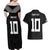 Custom Rugby Fiji Couples Matching Off Shoulder Maxi Dress and Hawaiian Shirt Fijian Masi Tribal Sporty Style Black Color - Polynesian Pride
