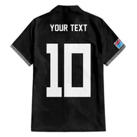 Custom Rugby Fiji Family Matching Off Shoulder Short Dress and Hawaiian Shirt Fijian Masi Tribal Sporty Style Black Color - Polynesian Pride