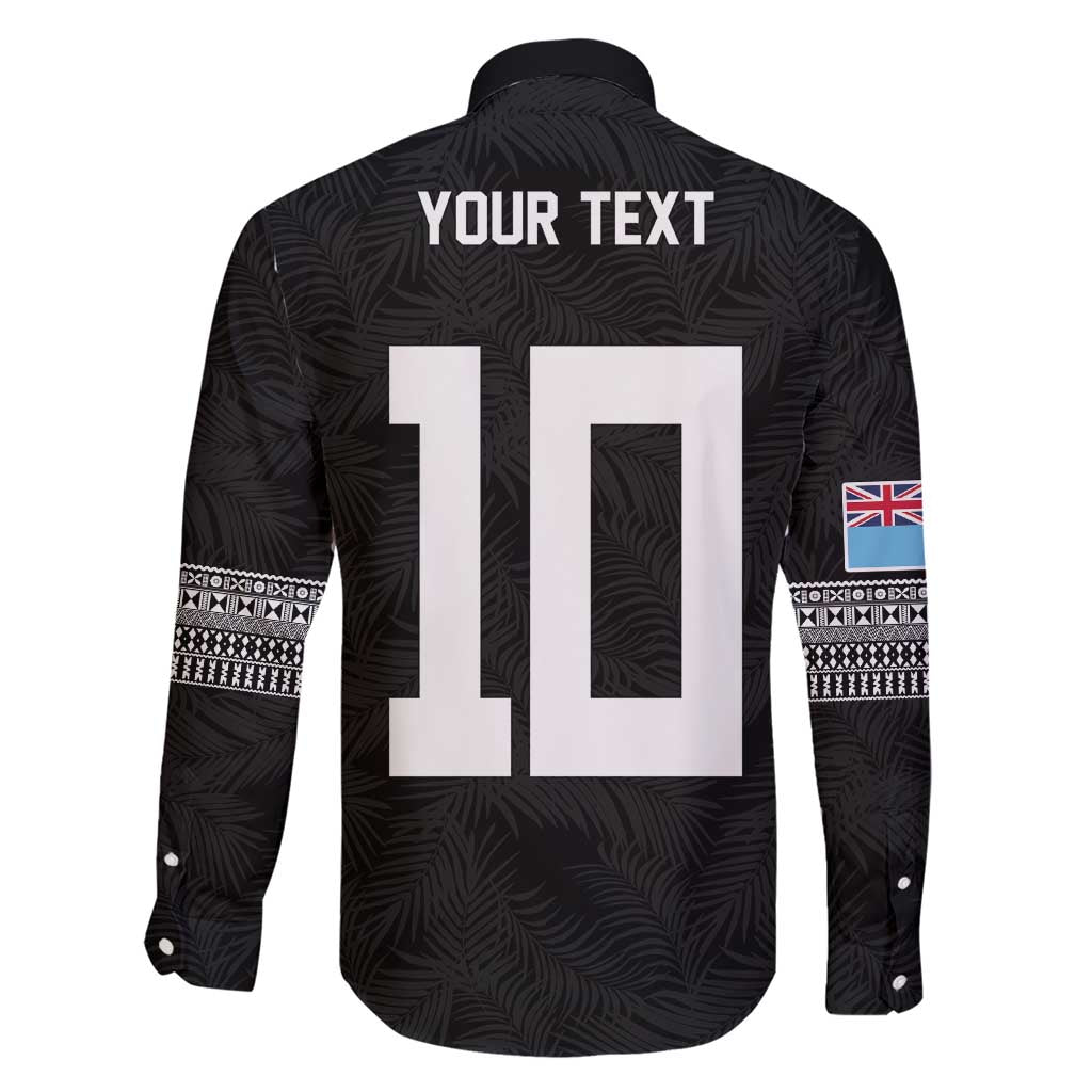 Custom Rugby Fiji Family Matching Short Sleeve Bodycon Dress and Hawaiian Shirt Fijian Masi Tribal Sporty Style Black Color - Polynesian Pride