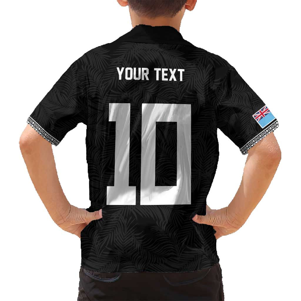 Custom Rugby Fiji Family Matching Summer Maxi Dress and Hawaiian Shirt Fijian Masi Tribal Sporty Style Black Color - Polynesian Pride