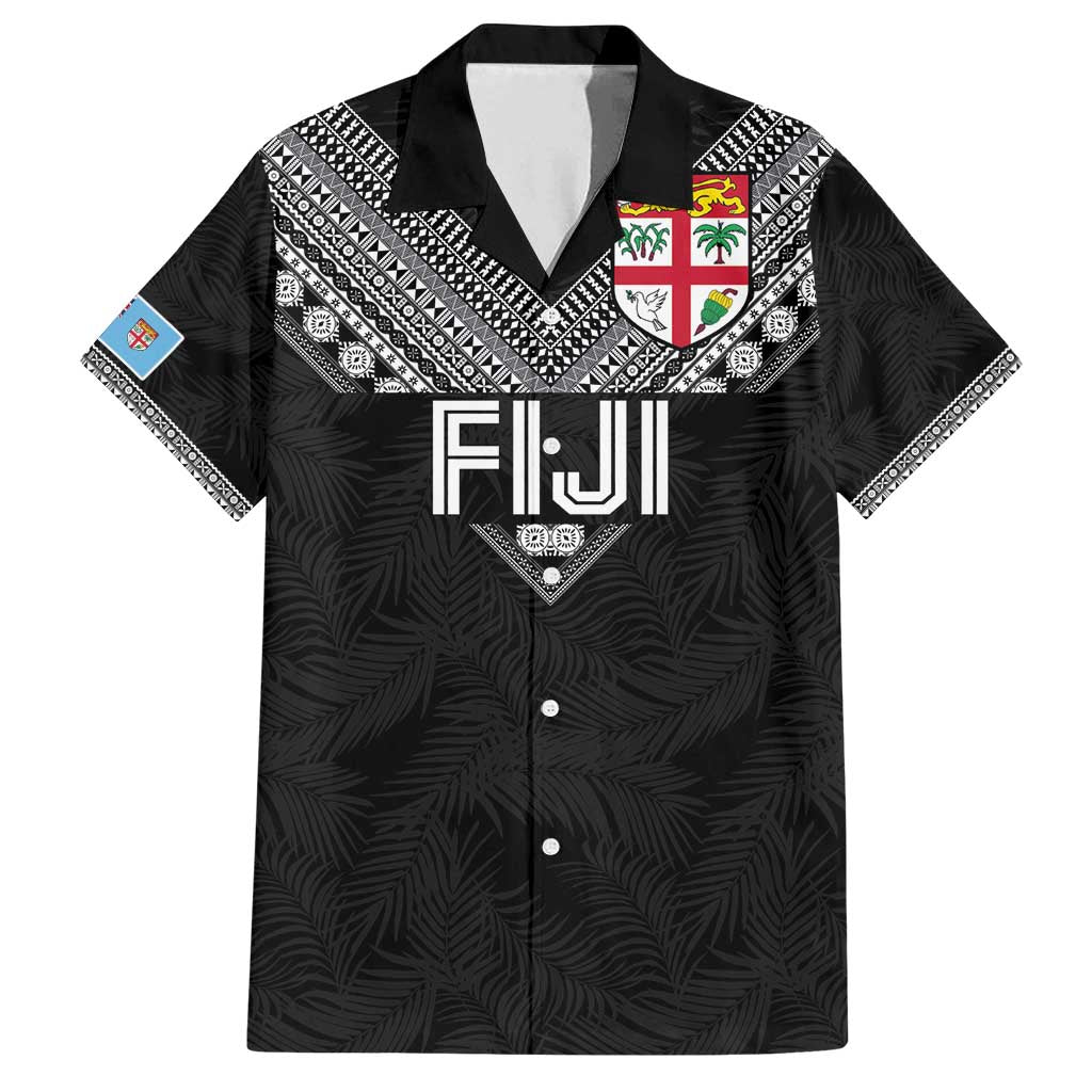 Custom Rugby Fiji Family Matching Summer Maxi Dress and Hawaiian Shirt Fijian Masi Tribal Sporty Style Black Color - Polynesian Pride