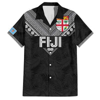Custom Rugby Fiji Family Matching Summer Maxi Dress and Hawaiian Shirt Fijian Masi Tribal Sporty Style Black Color - Polynesian Pride