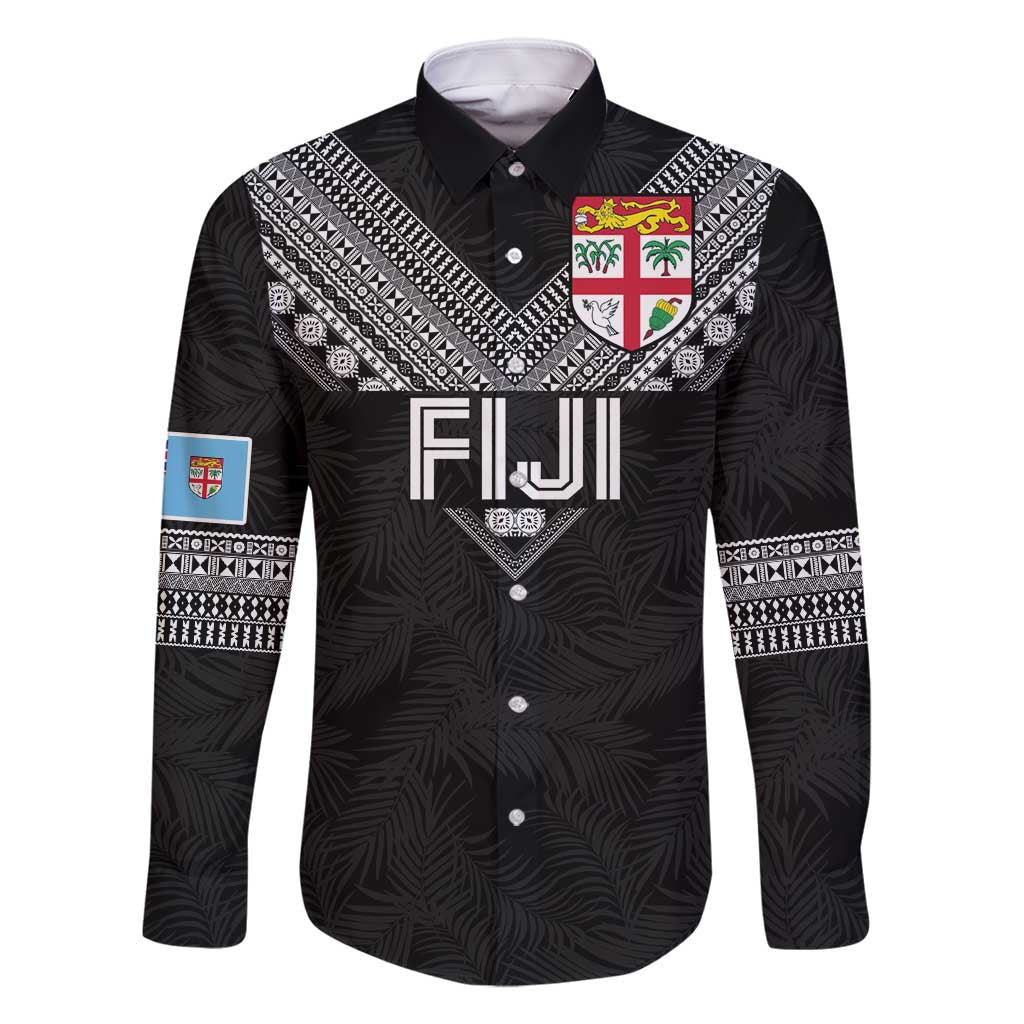 Custom Rugby Fiji Family Matching Summer Maxi Dress and Hawaiian Shirt Fijian Masi Tribal Sporty Style Black Color - Polynesian Pride