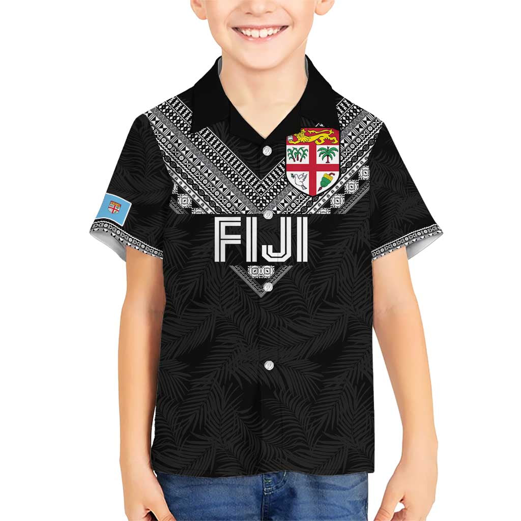 Custom Rugby Fiji Hawaiian Shirt Fijian Masi Tribal Sporty Style Black Color - Polynesian Pride