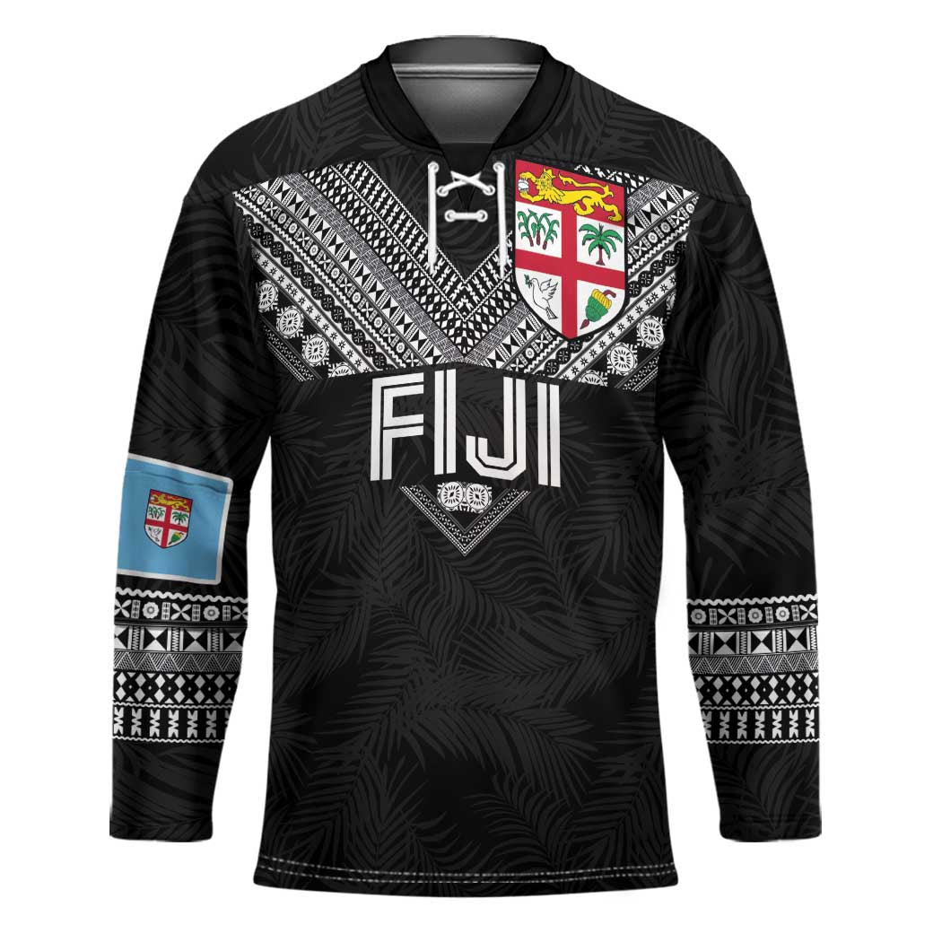 Custom Rugby Fiji Hockey Jersey Fijian Masi Tribal Sporty Style Black Color - Polynesian Pride
