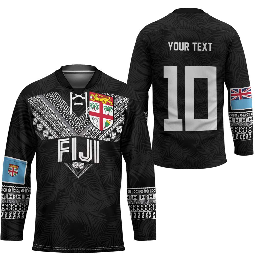 Custom Rugby Fiji Hockey Jersey Fijian Masi Tribal Sporty Style Black Color - Polynesian Pride