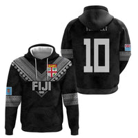 Custom Rugby Fiji Hoodie Fijian Masi Tribal Sporty Style Black Color - Polynesian Pride