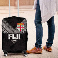 Rugby Fiji Luggage Cover Fijian Masi Tribal Sporty Style Black Color - Polynesian Pride