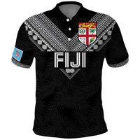 Custom Rugby Fiji Polo Shirt Fijian Masi Tribal Sporty Style Black Color - Polynesian Pride