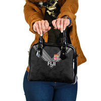 Rugby Fiji Shoulder Handbag Fijian Masi Tribal Sporty Style Black Color - Polynesian Pride