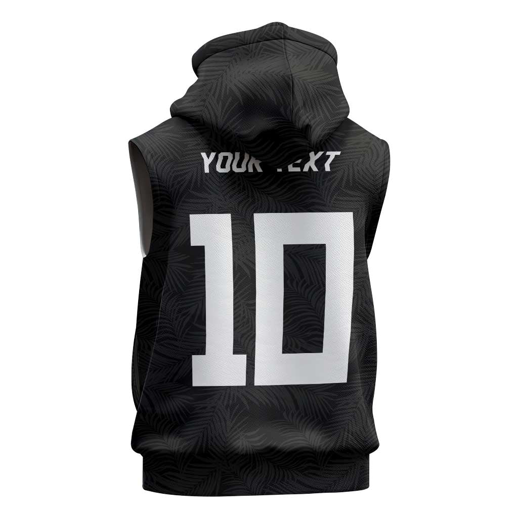 Custom Rugby Fiji Sleeveless Zip Hoodie Fijian Masi Tribal Sporty Style Black Color - Polynesian Pride