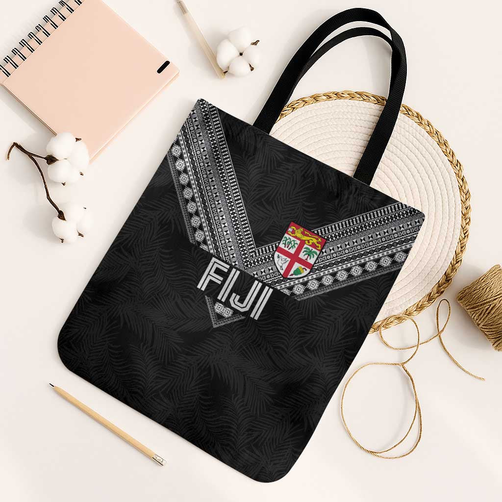 Rugby Fiji Tote Bag Fijian Masi Tribal Sporty Style Black Color - Polynesian Pride