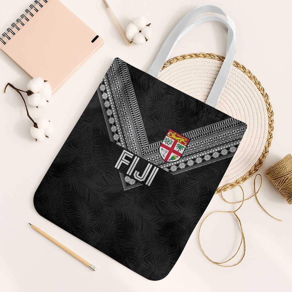 Rugby Fiji Tote Bag Fijian Masi Tribal Sporty Style Black Color - Polynesian Pride