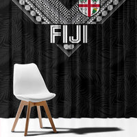Rugby Fiji Window Curtain Fijian Masi Tribal Sporty Style Black Color - Polynesian Pride