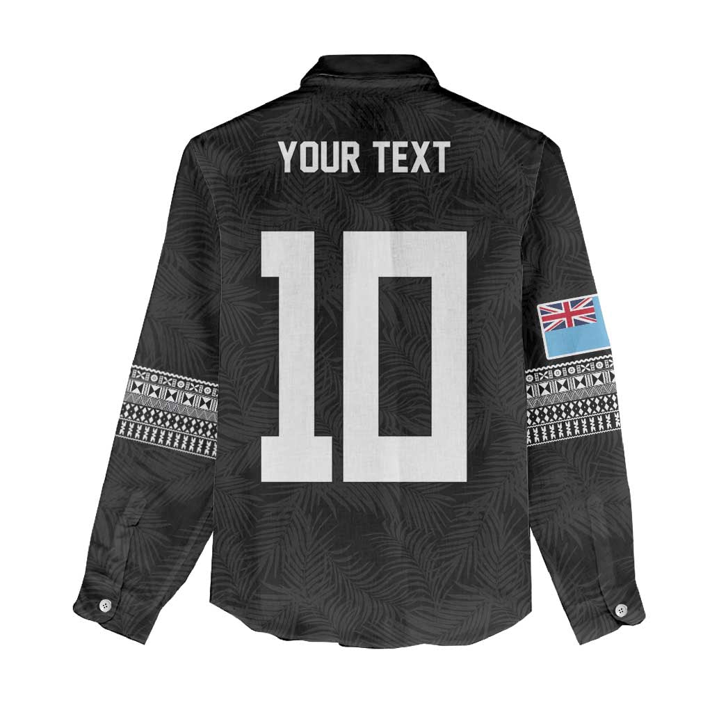 Custom Rugby Fiji Women Casual Shirt Fijian Masi Tribal Sporty Style Black Color - Polynesian Pride