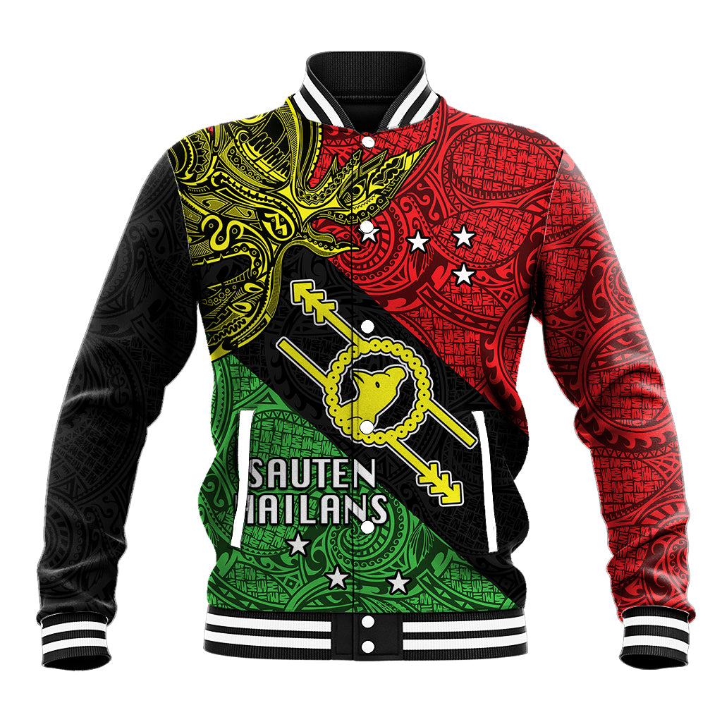 Papua New Guinea Southern Highlands Province Baseball Jacket PNG Birds Of Paradise Polynesian Arty Style LT03 Unisex Black - Polynesian Pride