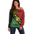 Papua New Guinea Southern Highlands Province Off Shoulder Sweater PNG Birds Of Paradise Polynesian Arty Style LT03 Women Black - Polynesian Pride