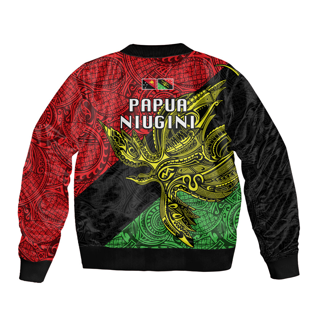 Papua New Guinea Southern Highlands Province Sleeve Zip Bomber Jacket PNG Birds Of Paradise Polynesian Arty Style LT03 - Polynesian Pride