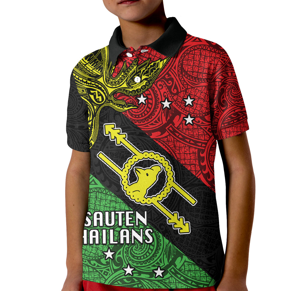 Personalised Papua New Guinea Southern Highlands Province Kid Polo Shirt PNG Birds Of Paradise Polynesian Arty Style LT03 Kid Black - Polynesian Pride