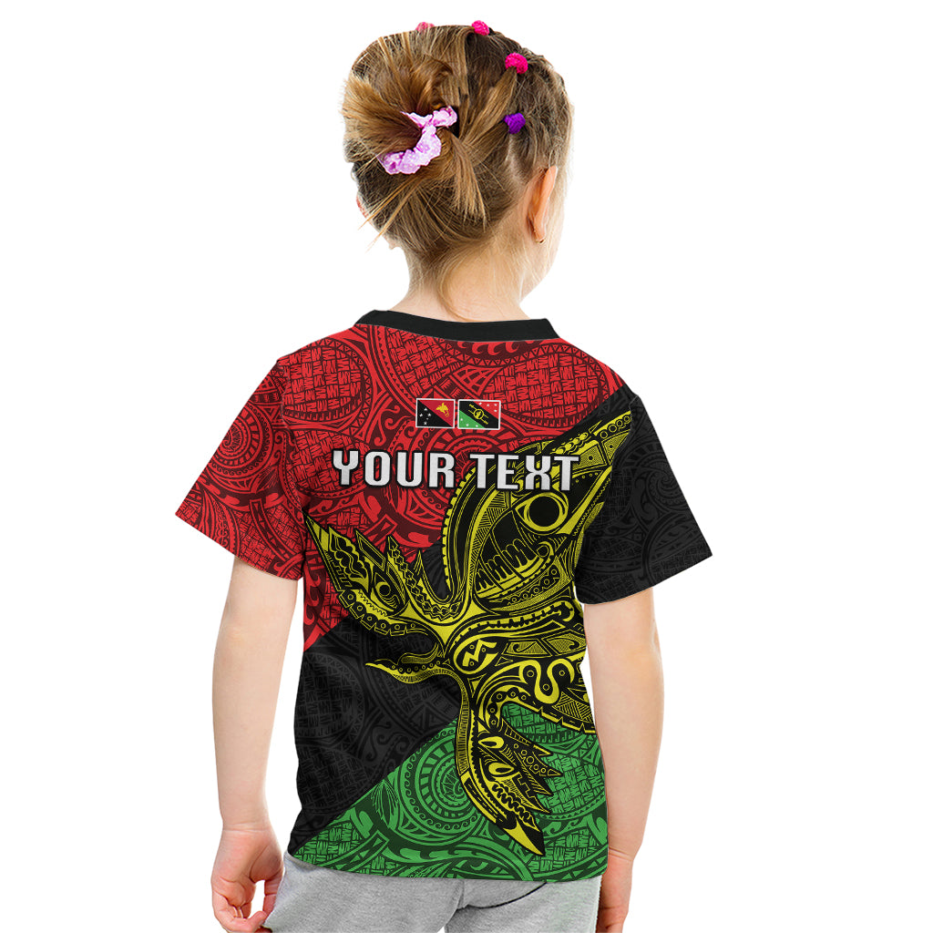 Personalised Papua New Guinea Southern Highlands Province Kid T Shirt PNG Birds Of Paradise Polynesian Arty Style LT03 - Polynesian Pride