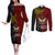 Papua New Guinea Western Province Couples Matching Off The Shoulder Long Sleeve Dress and Long Sleeve Button Shirts PNG Birds Of Paradise Polynesian Arty Style LT03 Red - Polynesian Pride