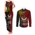 Papua New Guinea Western Province Couples Matching Tank Maxi Dress and Long Sleeve Button Shirts PNG Birds Of Paradise Polynesian Arty Style LT03 Red - Polynesian Pride