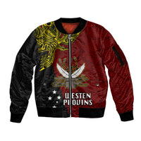 Papua New Guinea Western Province Sleeve Zip Bomber Jacket PNG Birds Of Paradise Polynesian Arty Style LT03 Unisex Red - Polynesian Pride