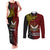 Personalised Papua New Guinea Western Province Couples Matching Tank Maxi Dress and Long Sleeve Button Shirts PNG Birds Of Paradise Polynesian Arty Style LT03 Red - Polynesian Pride