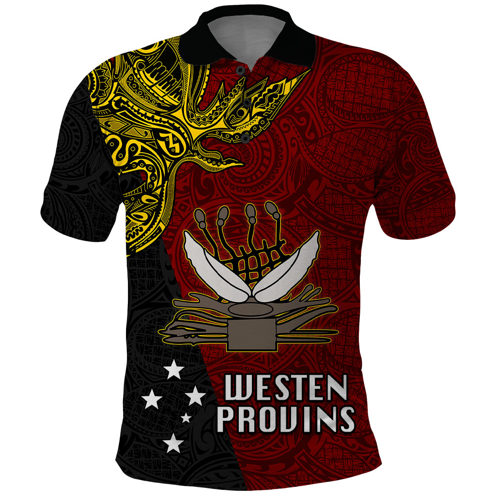 Personalised Papua New Guinea Western Province Polo Shirt PNG Birds Of Paradise Polynesian Arty Style LT03 Red - Polynesian Pride