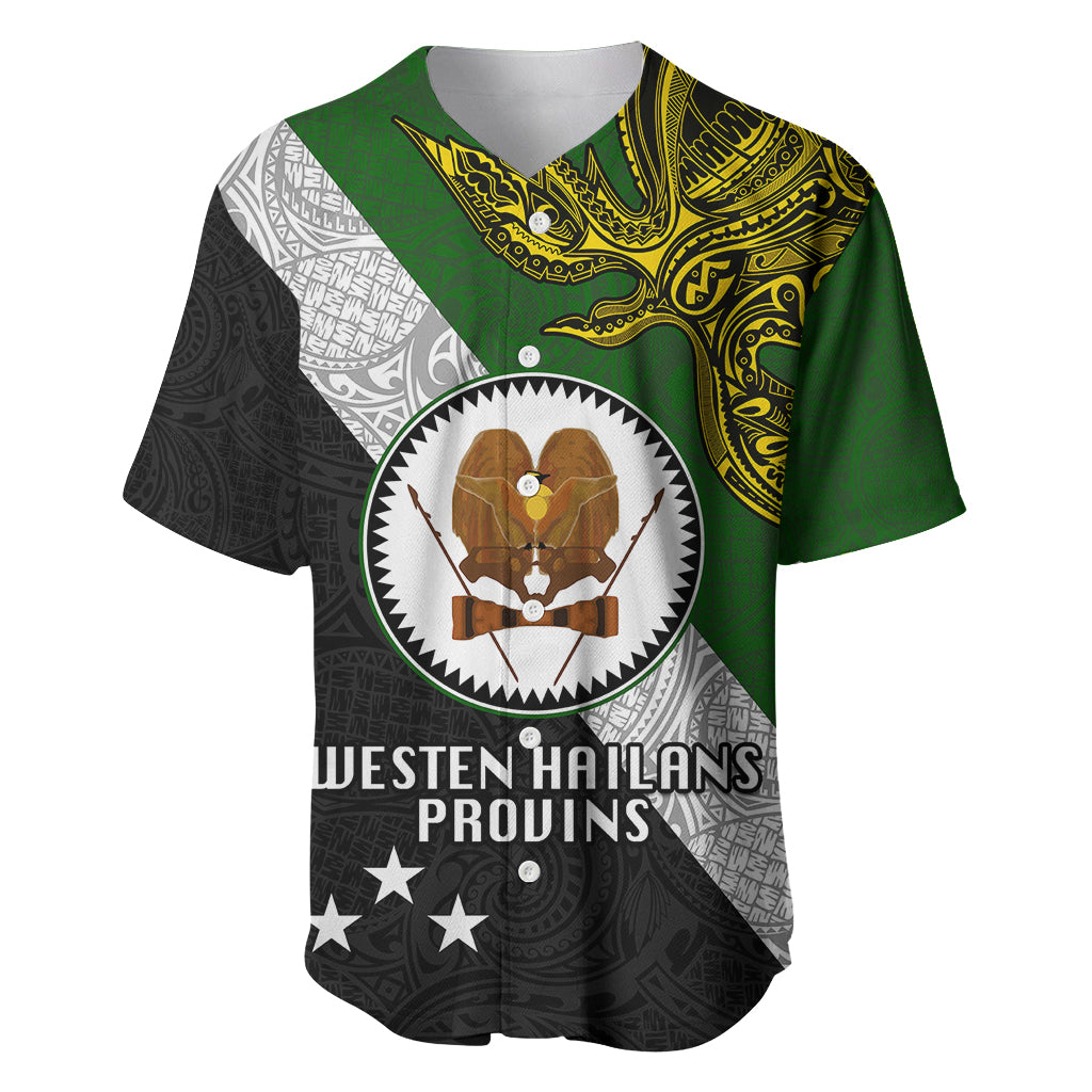 Papua New Guinea Western Highlands Province Baseball Jersey PNG Birds Of Paradise Polynesian Arty Style LT03 Green - Polynesian Pride