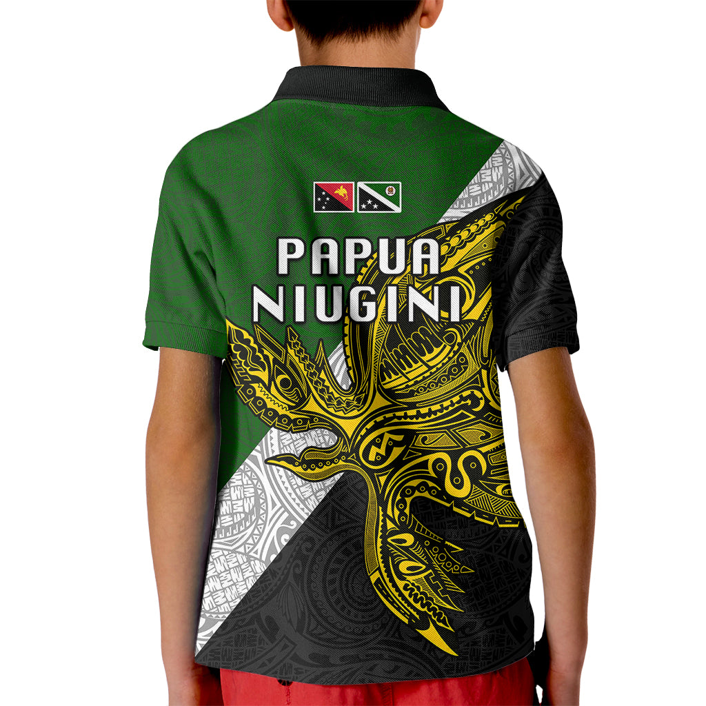 Papua New Guinea Western Highlands Province Kid Polo Shirt PNG Birds Of Paradise Polynesian Arty Style LT03 - Polynesian Pride