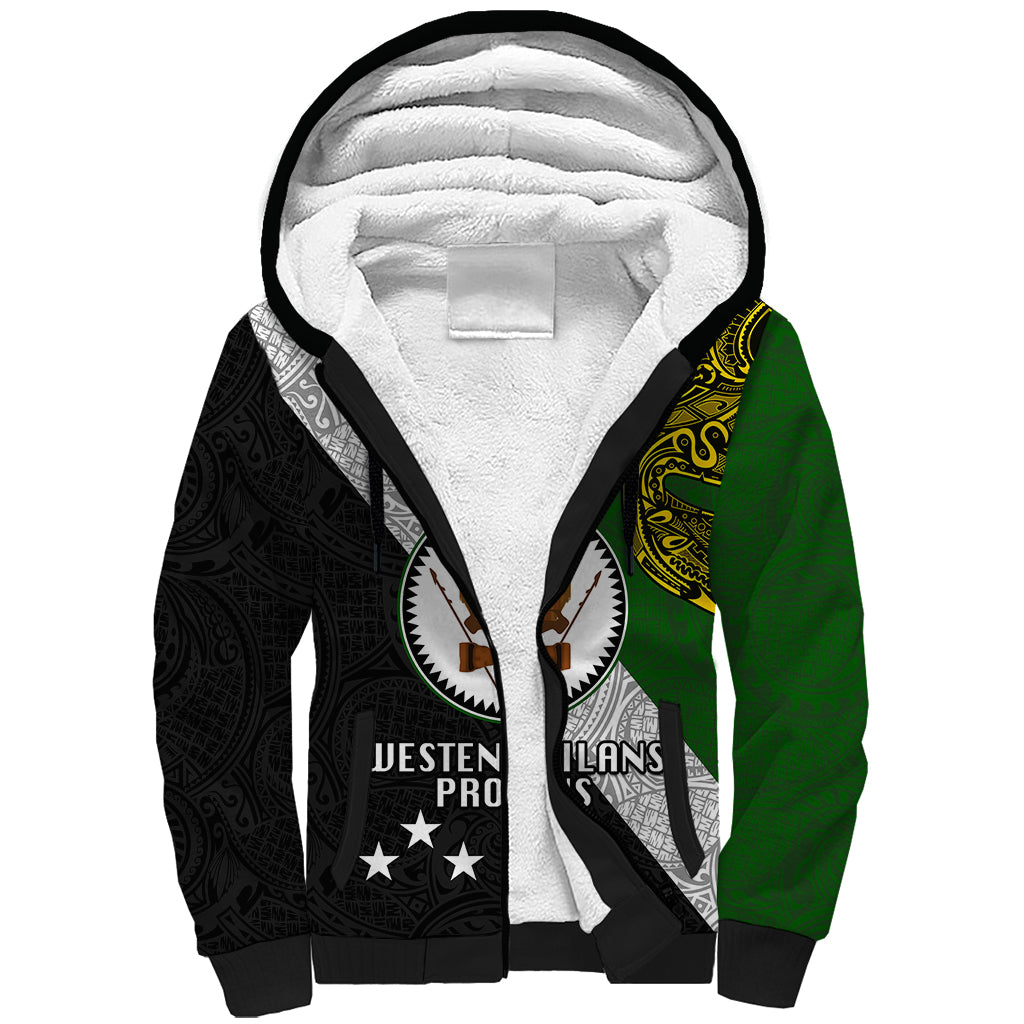 Papua New Guinea Western Highlands Province Sherpa Hoodie PNG Birds Of Paradise Polynesian Arty Style LT03 Unisex Green - Polynesian Pride