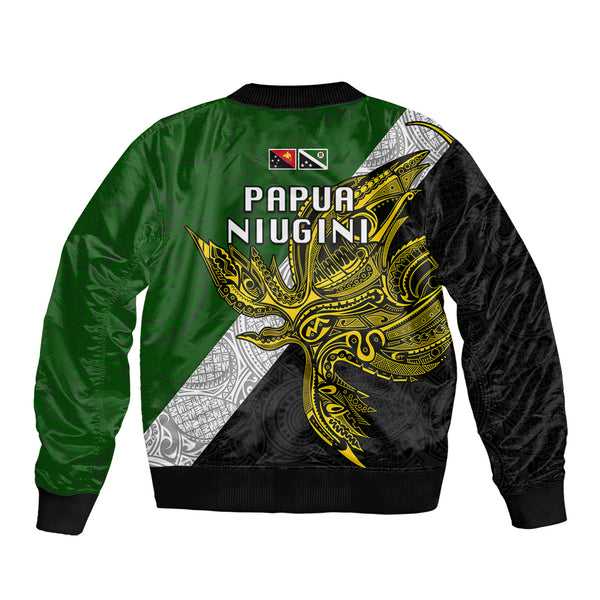 Papua New Guinea Manus Province Sleeve Zip Bomber Jacket Mix Coat Of Arms Polynesian Pattern LT05