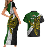 Personalised Papua New Guinea Western Highlands Province Couples Matching Short Sleeve Bodycon Dress and Hawaiian Shirt PNG Birds Of Paradise Polynesian Arty Style LT03 - Polynesian Pride