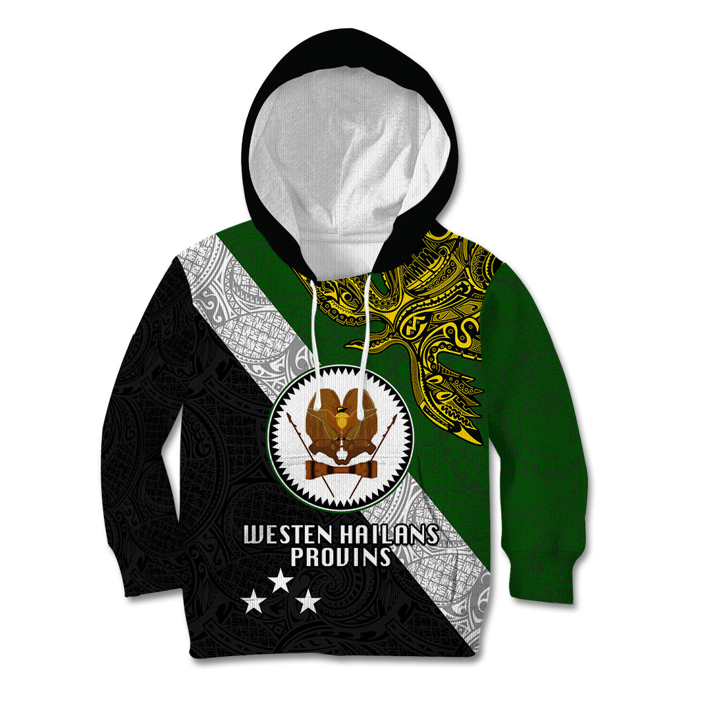 Personalised Papua New Guinea Western Highlands Province Kid Hoodie PNG Birds Of Paradise Polynesian Arty Style LT03 Hoodie Green - Polynesian Pride