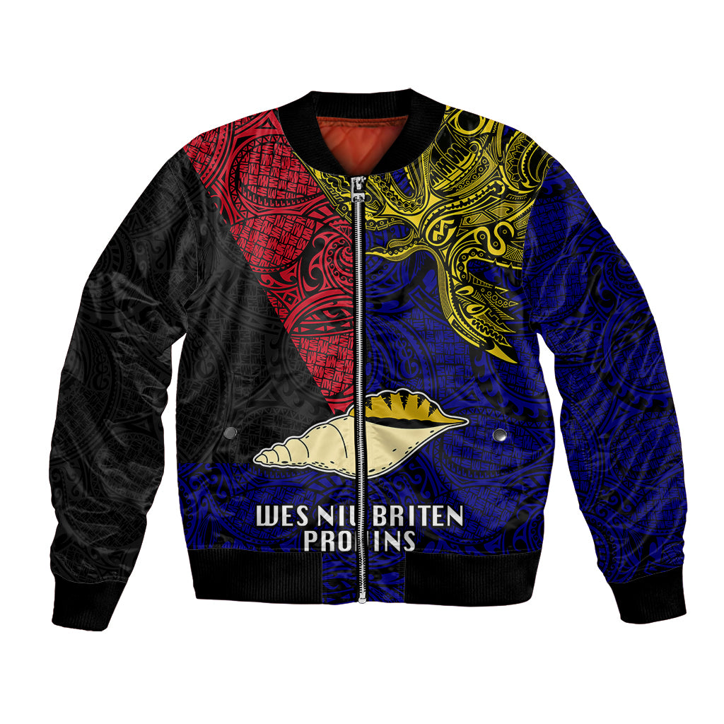 Papua New Guinea West New Britain Province Bomber Jacket PNG Birds Of Paradise Polynesian Arty Style LT03 Unisex Blue - Polynesian Pride